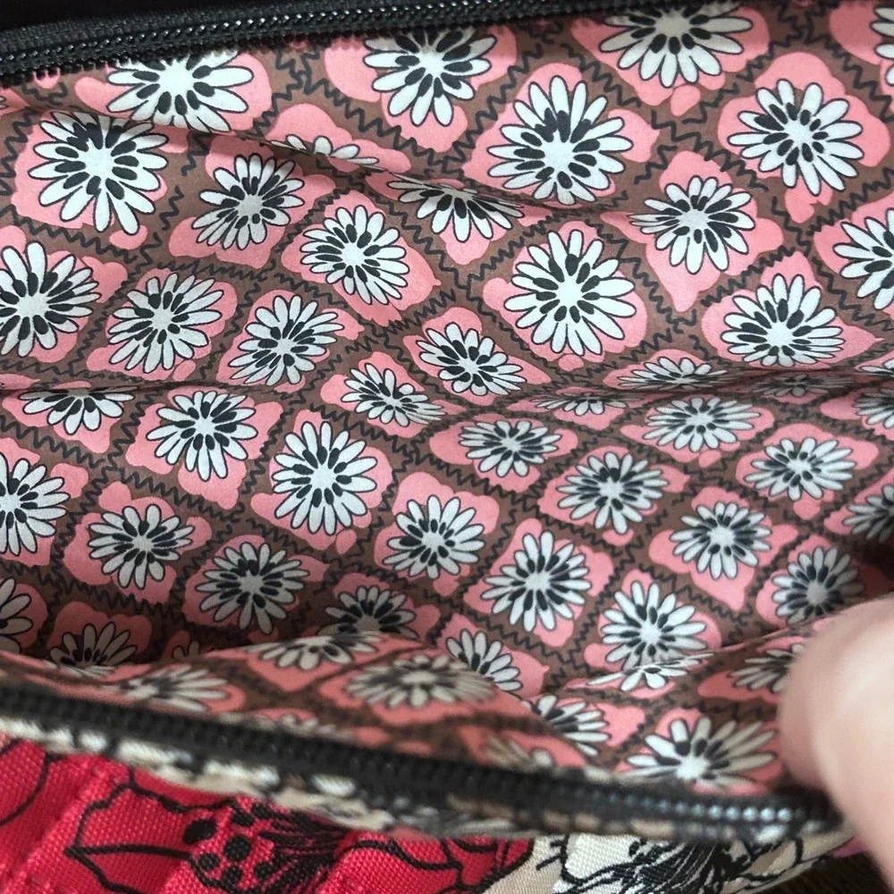 Vera Bradley mocha rouge Quilt Laptop Bag Checkpoint Friendly Floral Travel Tote